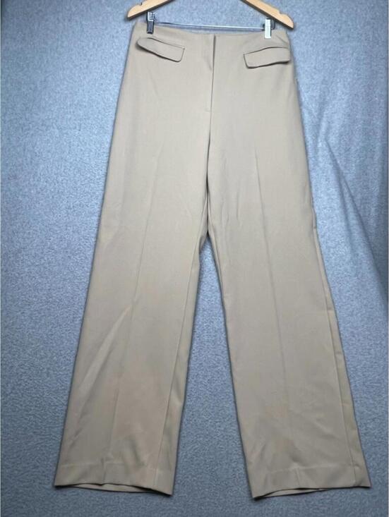 Zara Pants - Zara Straight Leg Pants Womens Size L Beige Minimalist Simple Career Office